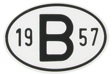 Landesplakette B 1957 – Aluminium Nationalitätskennzeichen für Oldtimer