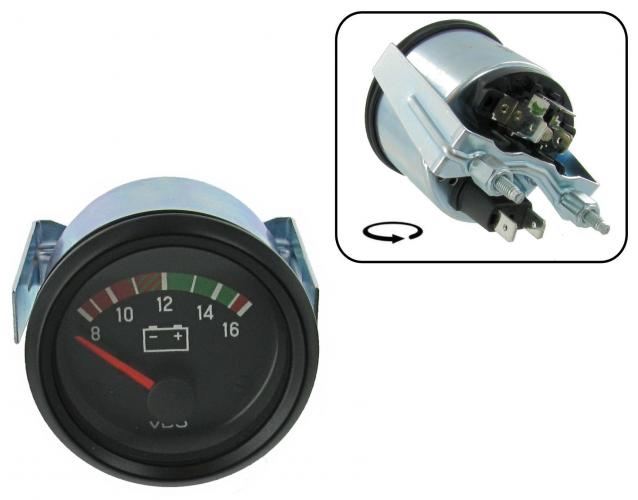 Voltmeter Anzeige 8-16V, Ø 52 mm für VW Oldtimer