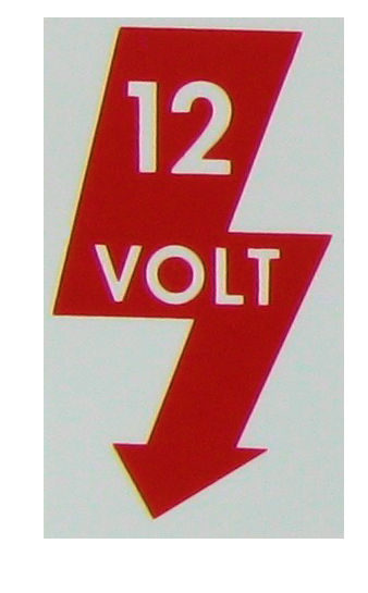 Aufkleber `12V` (für die A-Säule)