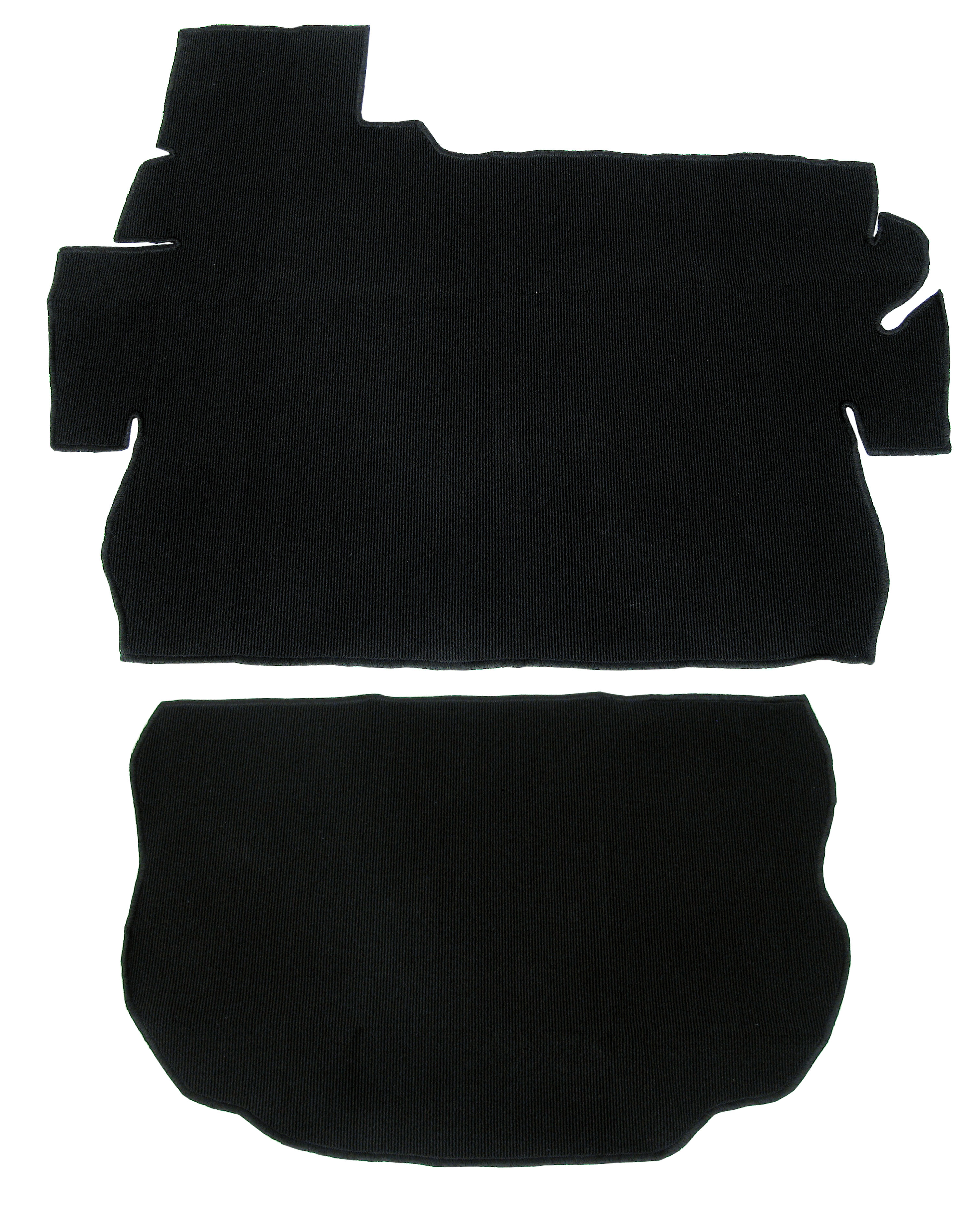 Gerippter Bouclé-Kofferraumteppich, schwarz, 2-teilig