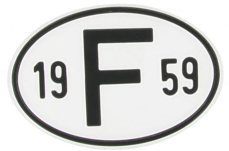 Landesplakette F 1959 oval Aluminium für VW Oldtimer