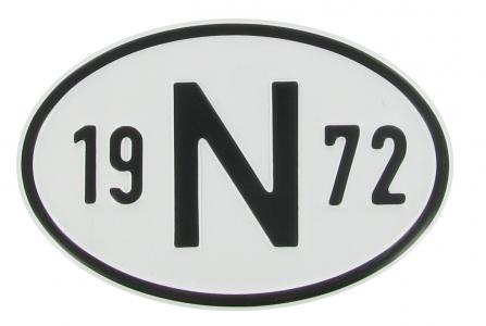 Landesplakette N 1972 – Aluminium Nationalitätszeichen für Oldtimer