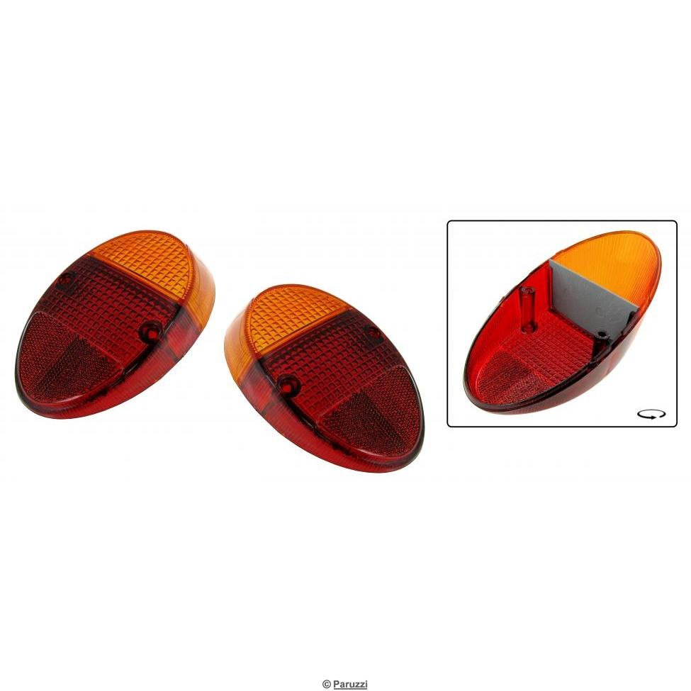 Lampenglas Euro amber/rot B-Qualität (pro Paar)