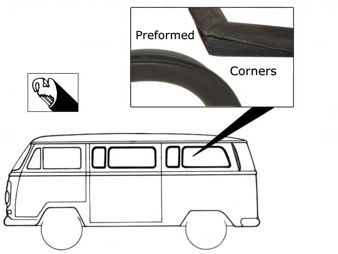 Seitenfensterdichtung Standard für VW Bulli 1967-1979
