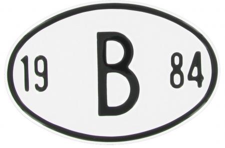 Landesplakette B 1984 – Aluminium Nationalitätskennzeichen oval