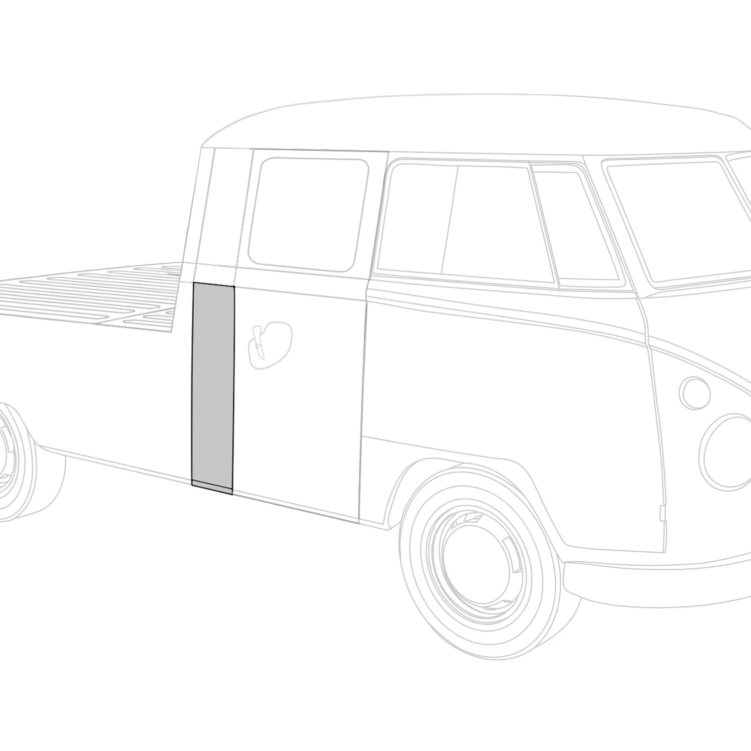 Seitenflanke rechts Doppelcabine VW Bus Pick Up bis 67