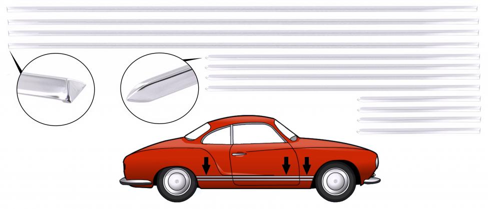 Zierleisten Set 12-teilig Aluminium poliert Oldtimer