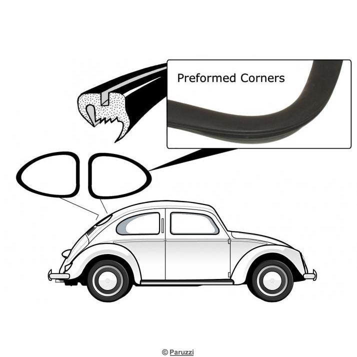 Heckscheibendichtung ohne Zierrille (pro Paar)