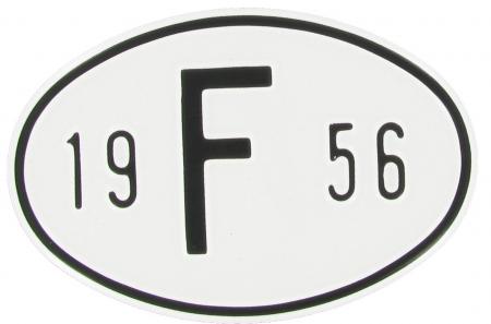 Landesplakette F 1956 – Aluminium Nationalitätszeichen oval