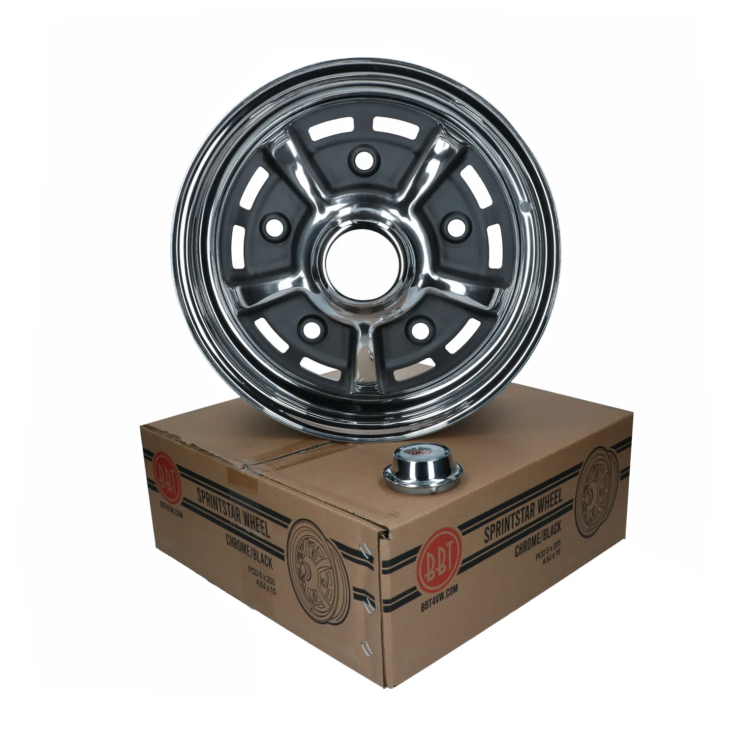 BBT Sprintstar Alufelge 4,5x15 ET+34 5x205 Chrom/schwarz