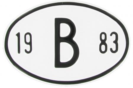 Landesplakette B 1983 – Aluminium Nationalitätszeichen für VW Klassiker