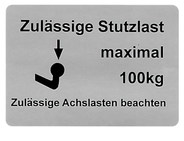 Aufkleber Anhängerkupplung Stützlast 100 kg Restaurierung
