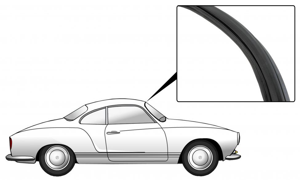 Windschutzscheibendichtung mit Zierleistennut für Karmann Ghia ab 1966