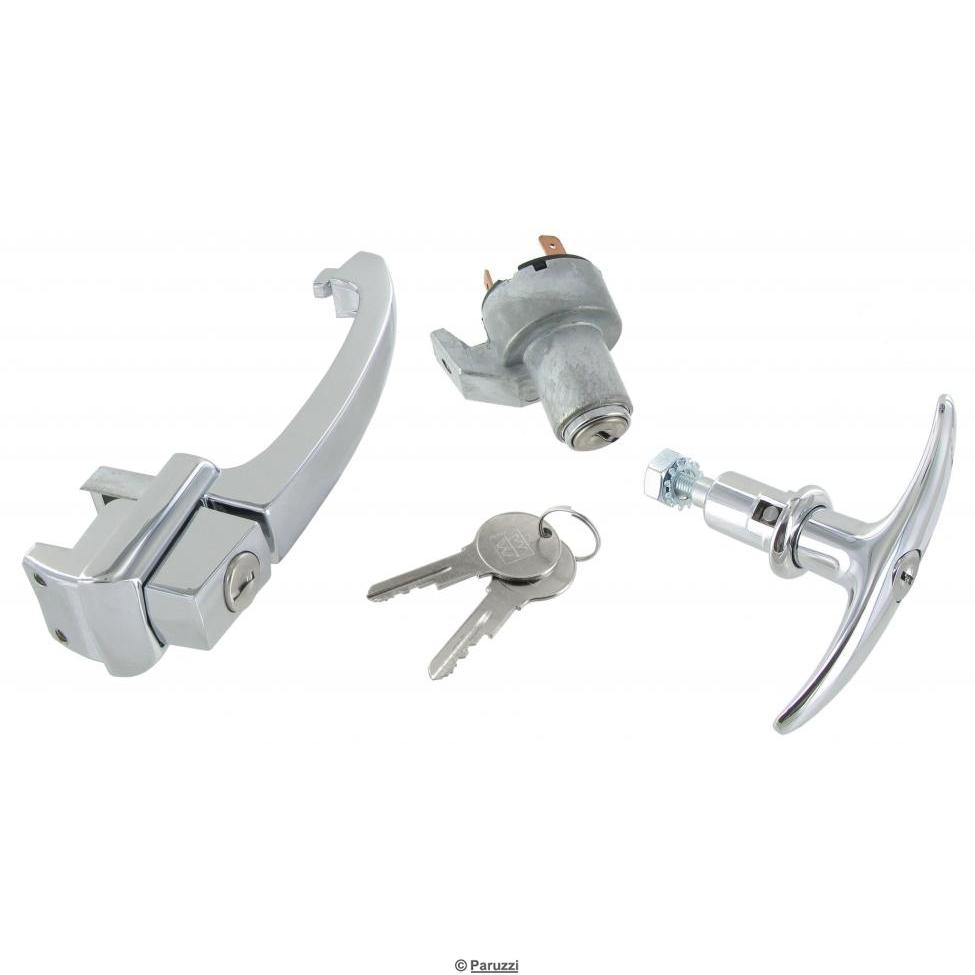 Türgriff, Zündschloss und Motordeckelschloss mit einem Schlüssel