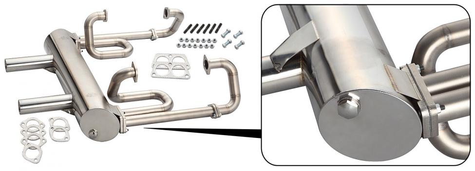 Porsche Sound Auspuff Edelstahl Doppel-Endrohr Ø 38 mm