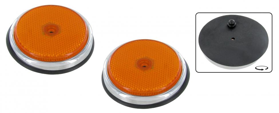 Seitenreflektor vorne bernstein-orange mit Gummi