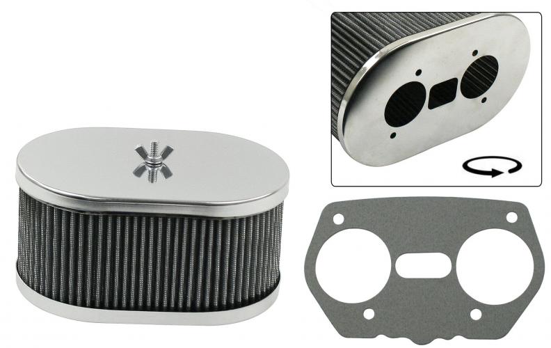 Chrom ovaler Luftfilter für Weber IDF, EMPI HPMX, Dellorto DRLA
