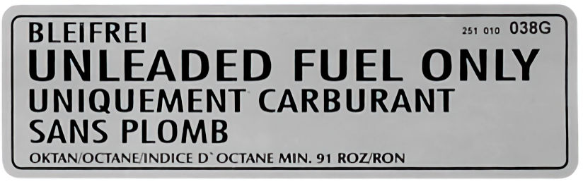 Aufkleber "Unleaded Fuel Only" für VW T3 Bulli
