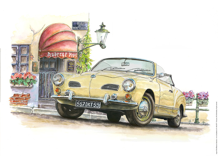Litho Karmann Ghia 1962 - limitierte Künstlergrafik signiert