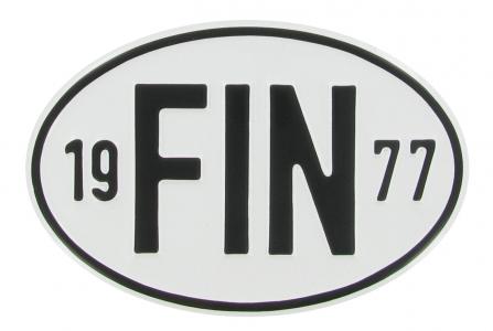 FIN 1977 Landesplakette Aluminium oval für VW Oldtimer