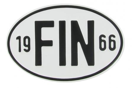 Landesplakette FIN 1966 – Aluminium Nationalitätszeichen oval