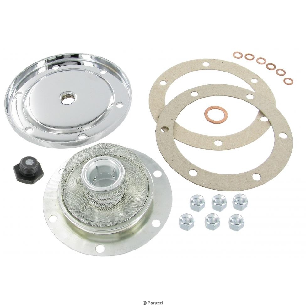 verchromter Ölwannendeckel mit magnetischer Ablassschraube (Set)