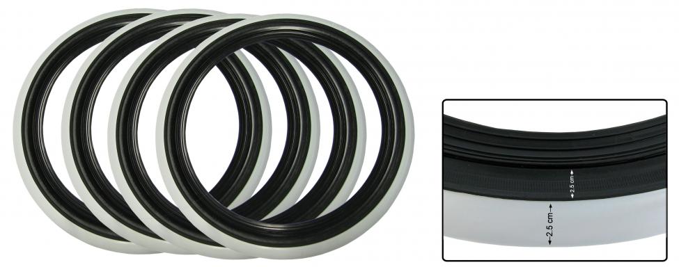Reifeneinlagen Weiße Wand 2,5 cm Schwarz/Weiß