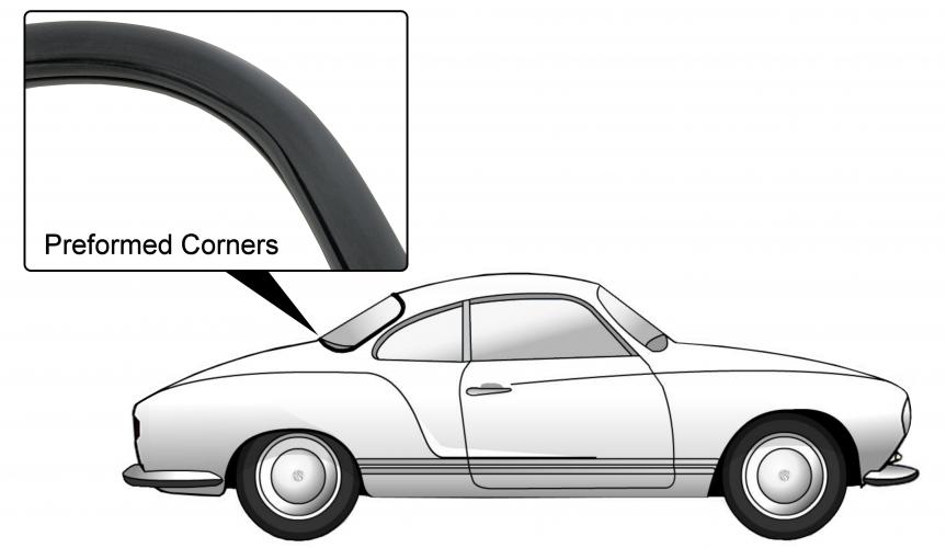 Heckfensterdichtung mit Zierleistennut für Karmann Ghia