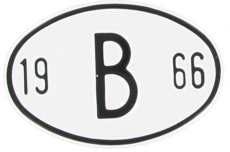 Landesplakette B 1966 - Aluminium Nationalitätsschild oval