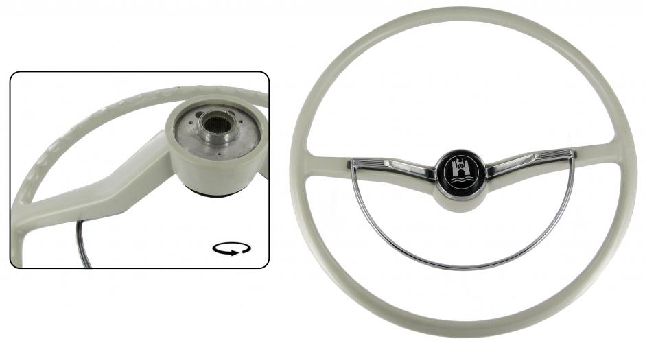 Original Lenkrad Silber Beige 1959–1971 komplett mit Hupenring