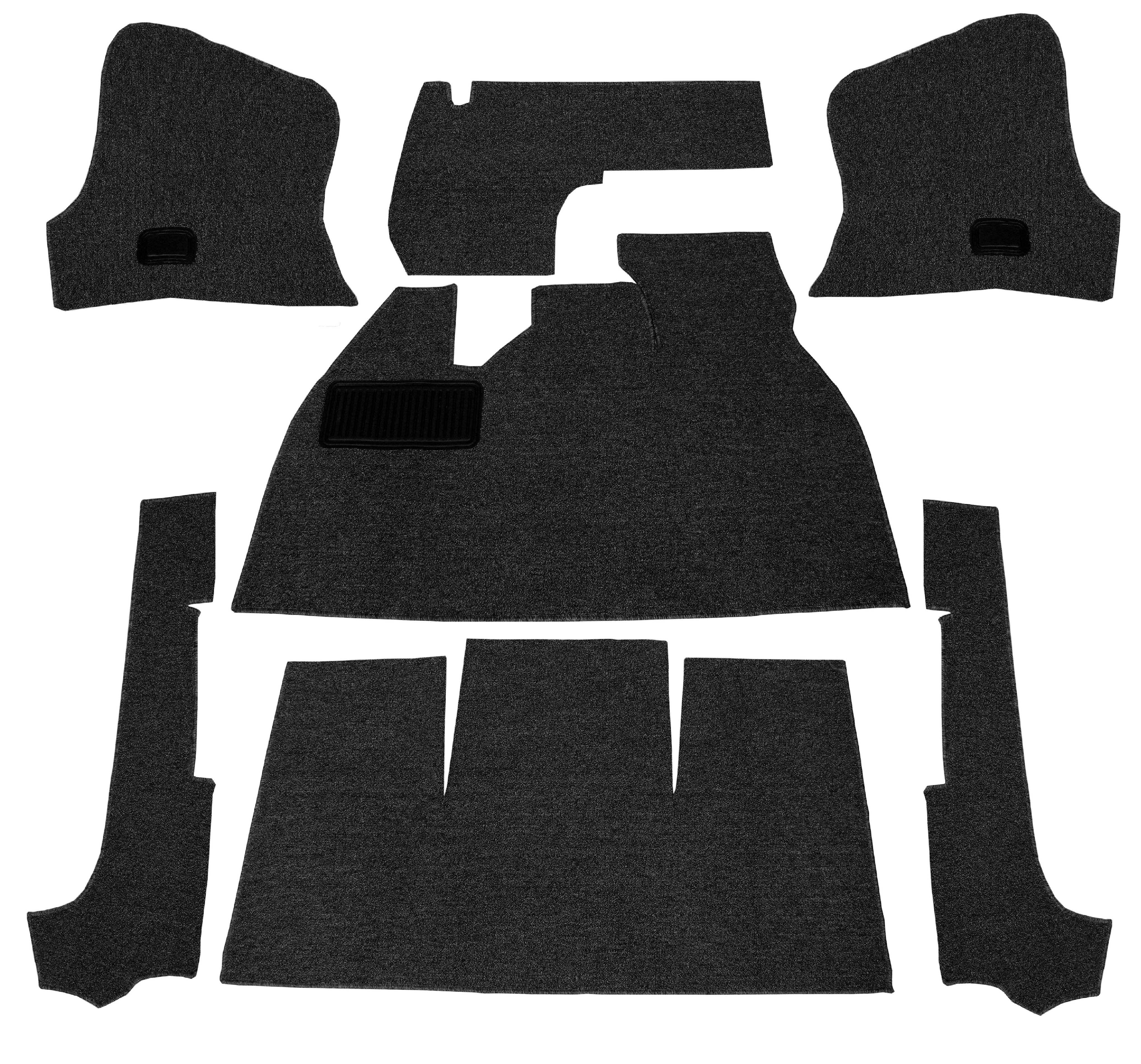 Gerippter Bouclé-Innenteppichsatz, schwarz (7-teilig)