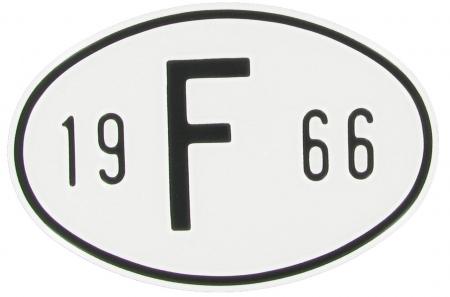 Landesplakette F 1966 – Aluminium Oldtimer Länderplakette