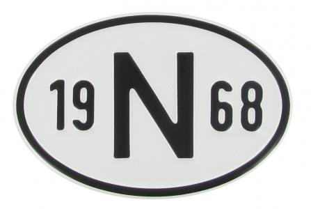 Landesplakette N 1968 – Aluminium Nationalitätszeichen oval