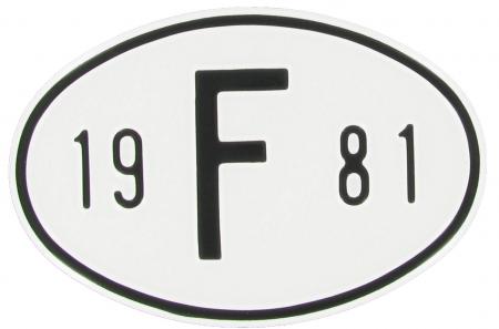 Landesplakette F 1981 – Länderschild für VW-Oldtimer oval
