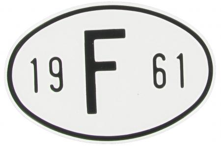 Landesplakette F 1961 - Aluminium Länderkennung für VW Klassiker