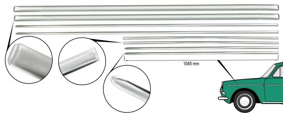 Zierleisten-Set 8-teilig für Typ 3 ohne Standlicht (1963–1966)