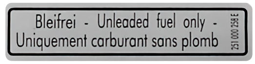 Aufkleber "unleaded fuel only" - Oldtimer Restaurierung