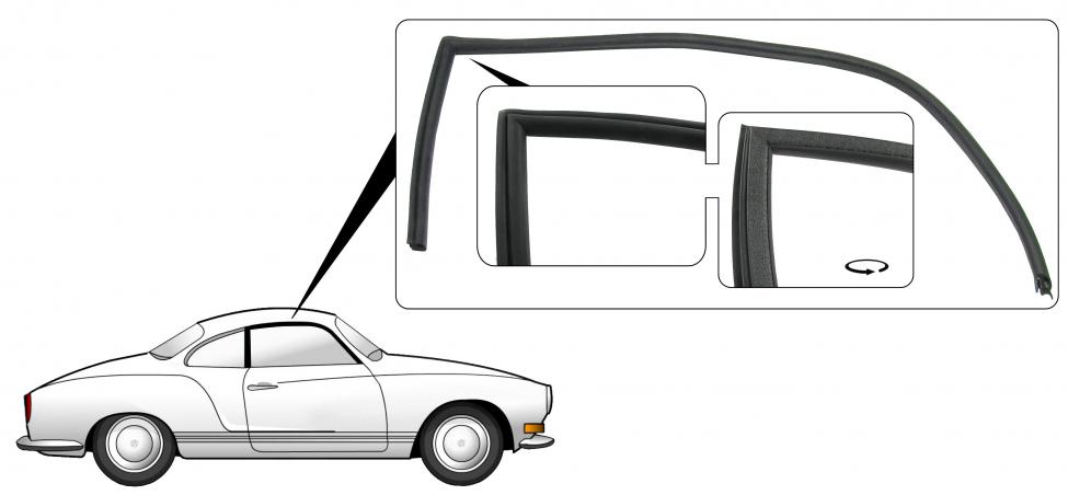 Türdichtung Türfenster Rechts für Karmann Ghia ab 1971