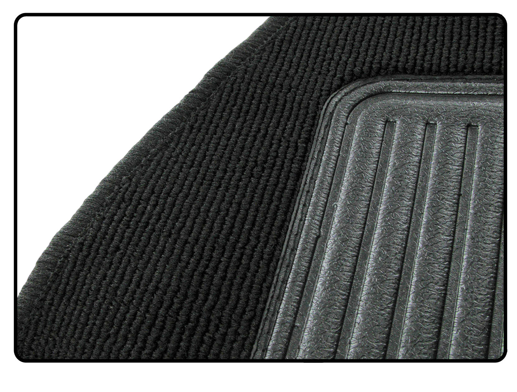 Gerippter Bouclé-Innenteppichsatz, schwarz (7-teilig)