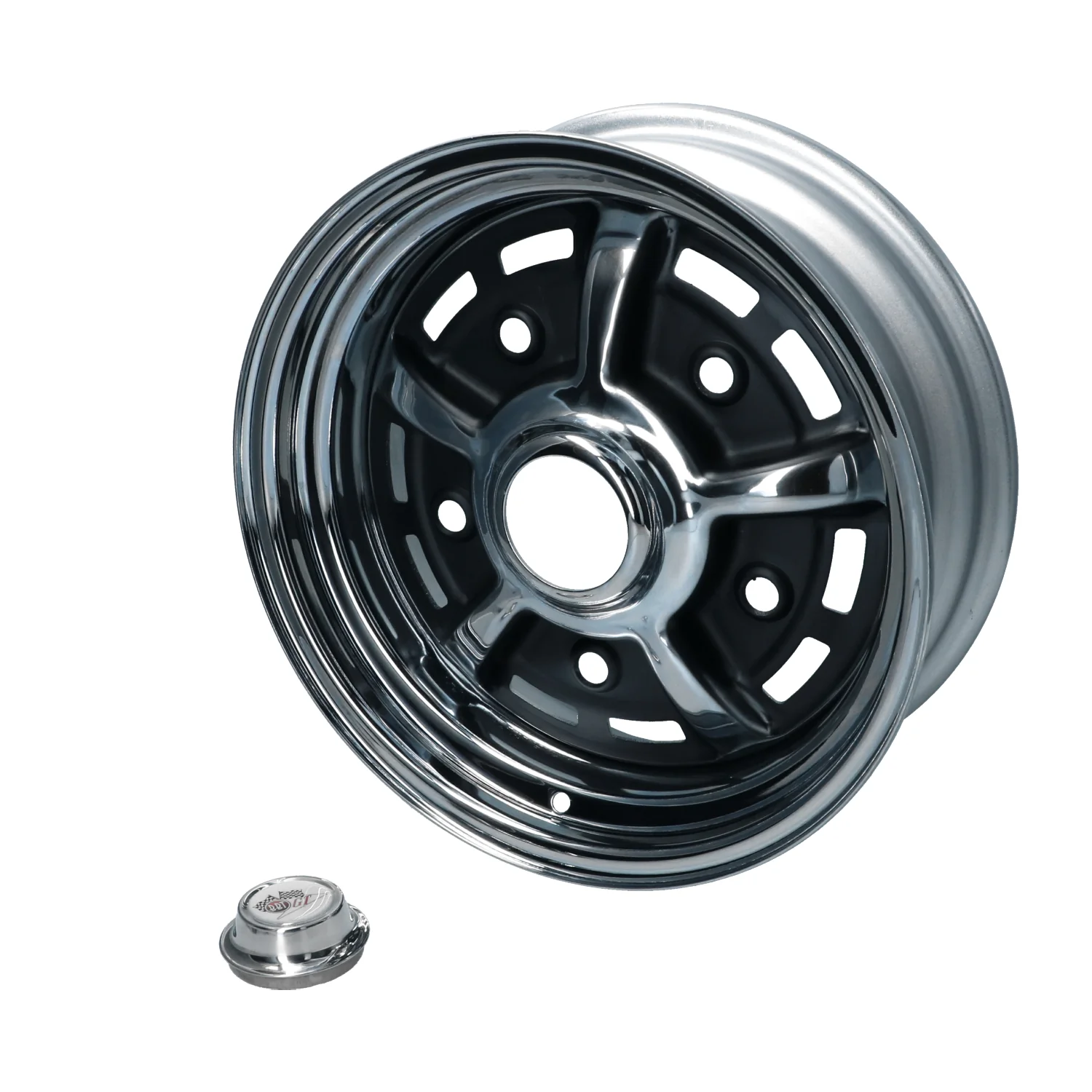 BBT Sprintstar Rad 5,5x15 Chrom/schwarz 5-Loch für VW Käfer