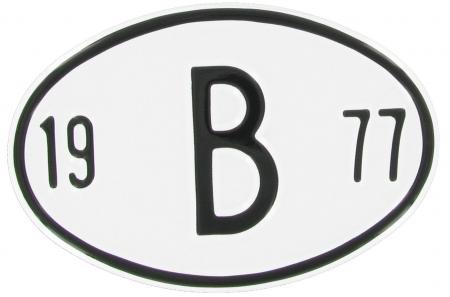 Landesplakette B 1977 - Aluminium Nationalitätszeichen Oldtimer