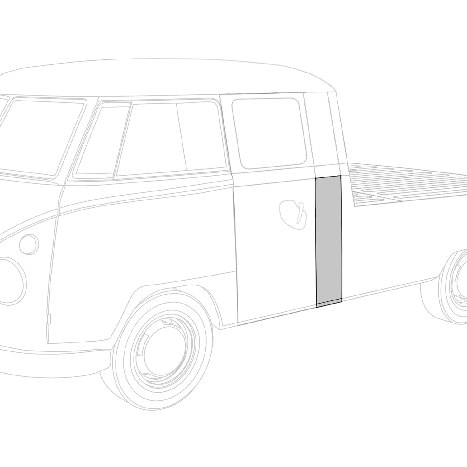 Seitenflanke kurz Links Doppelcabine VW Bus Pick Up