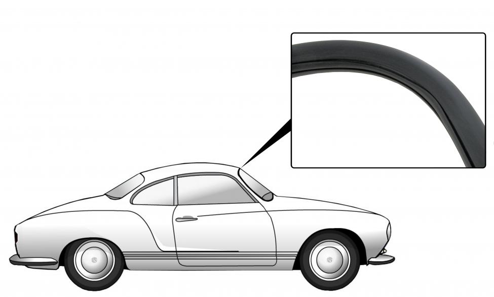 Windschutzscheibendichtung mit Zierleistennut für Karmann Ghia