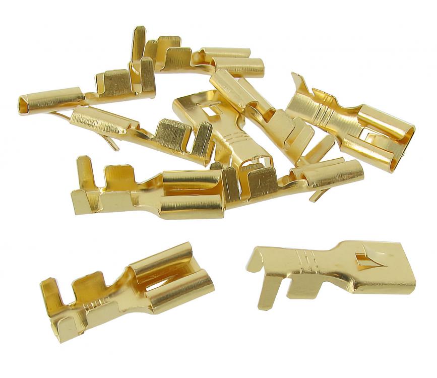 Flachsteckhülsen 6,3 mm unisoliert für 4,0-6,0 mm² mit Rastnase