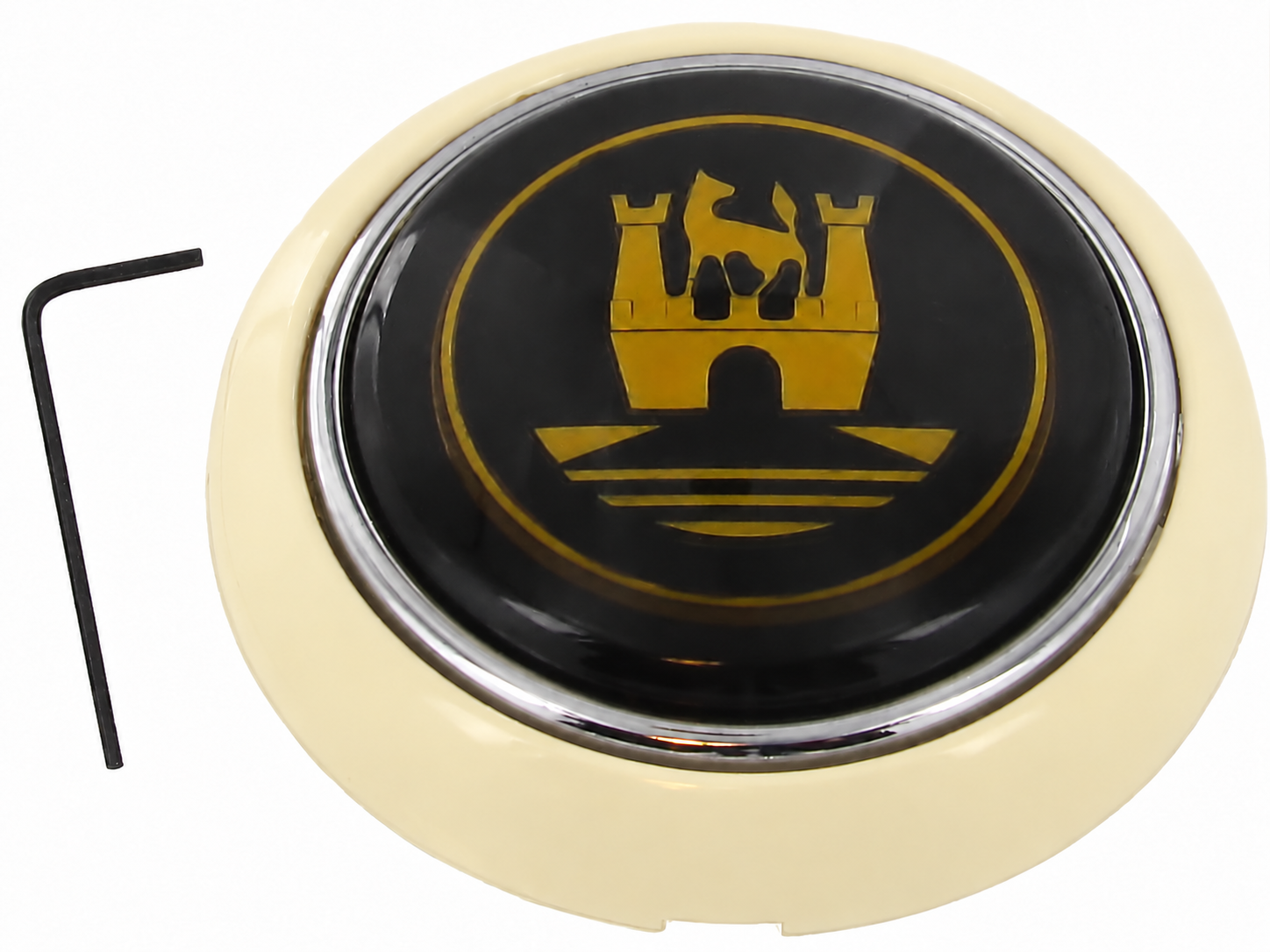 Hupenknopf elfenbeinfarben mit goldenem Emblem für Klassiker