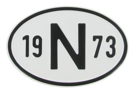 Landesplakette N 1973 – Aluminium Nationalitätszeichen oval
