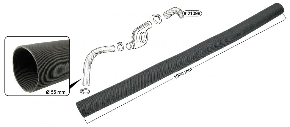 Heizungsschlauch Gebläse Links PAP-Schlauch T4 Motor ab 1971