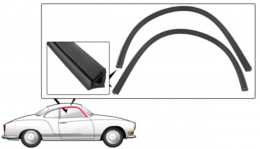 Türdichtung über Türglasleiste für Karmann Ghia bis 1971
