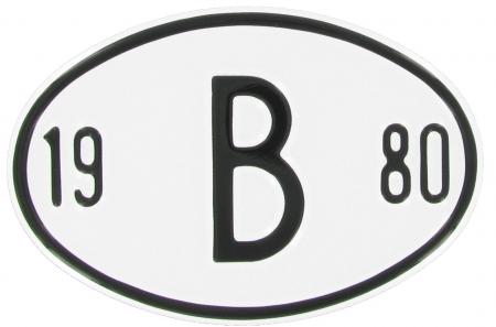 Landesplakette B 1980 – Aluminium Nationalitätszeichen für VW-Oldtimer