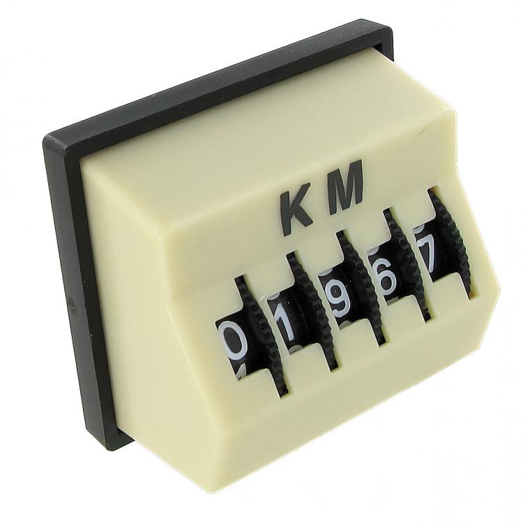 Tageskilometerzähler KM Elfenbein mit Magnethalterung